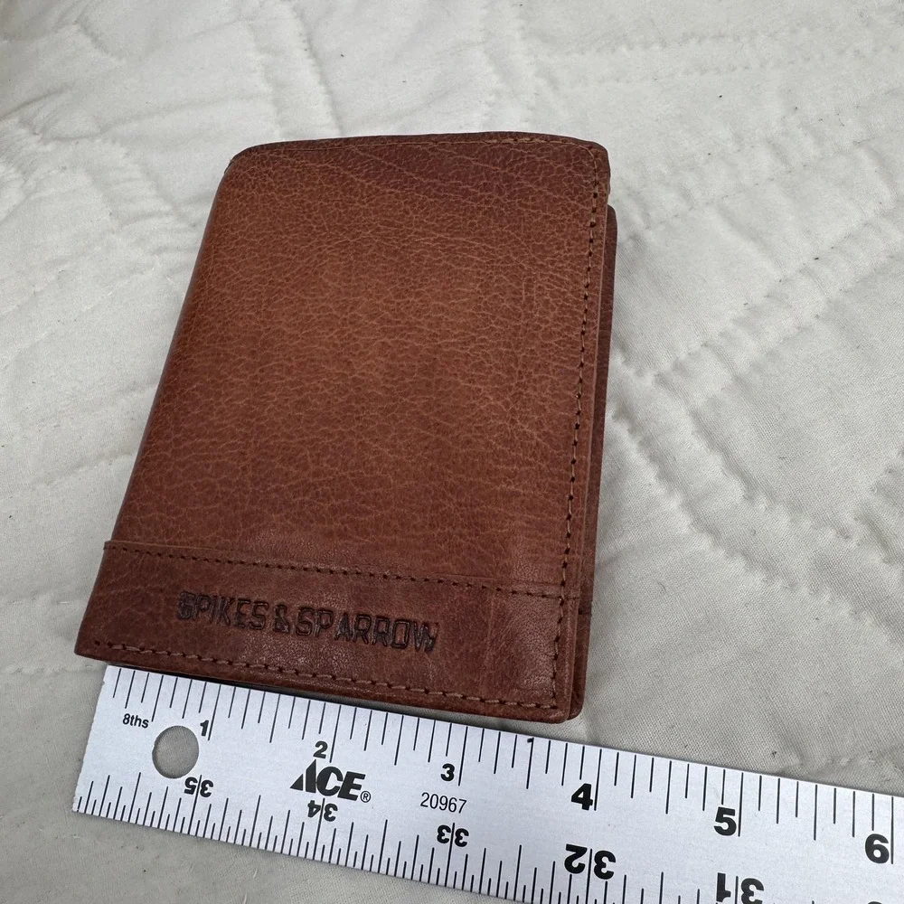 Spikes‎ & Sparrow RFID Protected Leather Wallet Brown Trifold Card Holder Mens